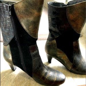Metallic colored cowboy boots.